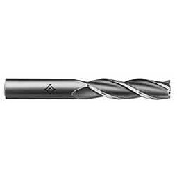 Cleveland 15/32", 2" LOC, 1/2" Shank Diam, 4" OAL, 3 Flute, High Speed Steel Square End Mill Single End, TiN Finish, Spiral Flute, 30° Helix, Centercutting, Right Hand Cut, Right Hand Flute, Series HG-3 C39762 - 87413696