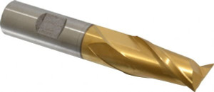 Cleveland 11/16", 1-5/16" LOC, 5/8" Shank Diam, 3-3/4" OAL, 2 Flute, High Speed Steel Square End Mill Single End, TiN Finish, Spiral Flute, 30° Helix, Centercutting, Right Hand Cut, Right Hand Flute, Series HG-2 C33782 - 87395497