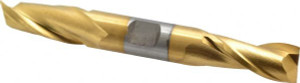 Cleveland 5/8", 1-1/8" LOC, 5/8" Shank Diam, 5" OAL, 2 Flute, High Speed Steel Square End Mill Double End, TiN Finish, Spiral Flute, 30° Helix, Centercutting, Right Hand Cut, Right Hand Flute, Series HD-2 C33676 - 87392114