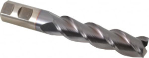 Cleveland 1", 4" LOC, 1" Shank Diam, 6-1/2" OAL, 3 Flute, Powdered Metal Square End Mill Single End, TiCN Finish, Spiral Flute, 42° Helix, Centercutting, Right Hand Cut, Right Hand Flute, Series PM-539R C40366 - 00394601
