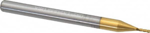 Hertel 1/32", 3/32" LOC, 1/8" Shank Diam, 1-1/2" OAL, 4 Flute, Solid Carbide Square End Mill Single End, TiN Finish, Spiral Flute, 30° Helix, Centercutting, Right Hand Cut, Right Hand Flute 750474 - 88250089
