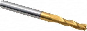 Hertel 5/32", 9/16" LOC, 3/16" Shank Diam, 2" OAL, 3 Flute, Solid Carbide Square End Mill Single End, TiN Finish, 30° Helix, Centercutting, Right Hand Cut 750674 - 89311971