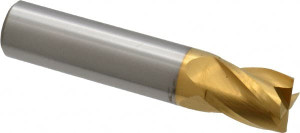 Hertel 1/2", 5/8" LOC, 1/2" Shank Diam, 2-1/2" OAL, 4 Flute, Solid Carbide Square End Mill Single End, TiN Finish, Spiral Flute, 30° Helix, Centercutting, Right Hand Cut, Right Hand Flute 750330 - 88250055