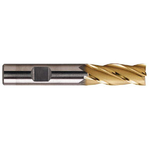 Hertel 1-1/8", 2" LOC, 1" Shank Diam, 4-1/2" OAL, 6 Flute, High Speed Steel Square End Mill Single End, TiN Finish E8032903 - 41120213