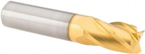M.A. Ford 3/8", 5/8" LOC, 3/8" Shank Diam, 2" OAL, 4 Flute, Solid Carbide Square End Mill Single End, TiN Finish, 30° Helix, Centercutting, Right Hand Cut, Right Hand Flute, Series 163 16337500T - 65787756