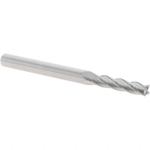 Made in USA Square End Mill, 7/64" Dia, 1/2" LOC, 1/8" Shank Dia, 1.5" OAL, 4 Flutes, Single End, Uncoated, 30° Helix, RH Cut, RH Flute, Series 3200 32007 - 97732754