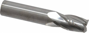RobbJack 3/8", 5/8" LOC, 3/8" Shank Diam, 2-1/2" OAL, 4 Flute, Solid Carbide Square End Mill Single End, Uncoated, Spiral Flute, 30° Helix, Centercutting, Right Hand Cut, Right Hand Flute, Series TS-401 TS-401-12 - 03035094