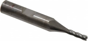 RobbJack 9/64", 1/2" LOC, 3/8" Shank Diam, 2-1/2" OAL, 4 Flute, Solid Carbide Square End Mill Single End, Uncoated, Spiral Flute, 30° Helix, Centercutting, Right Hand Cut, Right Hand Flute, Series T12-405 T12-405-04.5 - 00684696