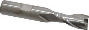 RobbJack 1/2", 1" LOC, 1/2" Shank Diam, 3" OAL, 2 Flute, Solid Carbide Square End Mill Single End, Uncoated, Spiral Flute, 30° Helix, Centercutting, Right Hand Cut, Right Hand Flute, Series T12-203 T12-203-16 - 00684647