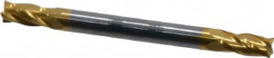 KYOCERA SGS 1/8", 1/4" LOC, 1/8" Shank Diam, 1-1/2" OAL, 4 Flute, Solid Carbide Square End Mill Double End, TiN Finish, Spiral Flute, 30° Helix, Centercutting, Right Hand Cut, Right Hand Flute, Series 14 31453 - 32163081