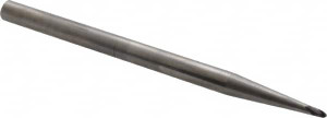 Accupro 5° per Side 5/64" Small End Diam 5/64" LOC 2-Flute Solid Carbide Tapered Ball End Mill AlTiN Finish, 1/4" Shank Diam, 4" OAL, 0.04" Nose Radius, 30° Helix, Spiral Flute, Centercutting 12180944 - 82976341