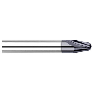 Harvey Tool 10° per Side 0.03" Small End Diam 0.283" LOC 2-Flute Solid Carbide Tapered Ball End Mill AlTiN Finish, 1/8" Shank Diam, 1-1/2" OAL, 1/64" Nose Radius, 12° Helix, Series Runner Cutters 75000-C3 - 55233589