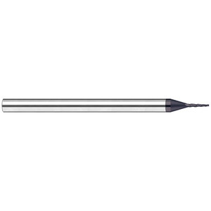Harvey Tool 15° per Side 1/8" Small End Diam 0.7" LOC 3-Flute Solid Carbide Tapered Square End Mill AlTiN Nano Finish, 1/2" Shank Diam, 3" OAL, 30° Helix, Series Miniature End Mills 41199-C6 - 64539356