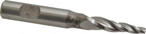 Made in USA 5° per Side 1/8" Small End Diam 1" LOC 3-Flute High Speed Steel Tapered Square End Mill Uncoated, 3/8" Shank Diam, 2-7/8" OAL, Spiral Flute, Centercutting O-204 - 81441610