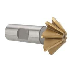 Whitney Tool 1-1/2 x 1/2" 45° 8-Tooth Carbide-Tipped Single-Angle Cutter TiN Finish, Right Hand Cut, 2-3/4" OAL, 3/4" Shank Diam, Shank Connection, Weldon Flat 35606 - 03025830
