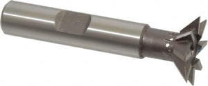 KEO 45° 3/4" Cut Diam, 3/16" Cut Width, High Speed Steel Dovetail Cutter Uncoated, 3/8" Shank Diam, 1-9/16" Shank Length, 2-1/8" OAL, 8 Teeth, Weldon Flat 12510 - 33017732