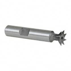 KEO 45° 1/2" Cut Diam, 1/8" Cut Width, High Speed Steel Dovetail Cutter Uncoated, 3/8" Shank Diam, 2" Shank Length, 2-1/8" OAL, 8 Teeth, Weldon Flat 75044 - 08707416