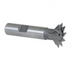 KEO 45° 1" Cut Diam, 1/4" Cut Width, High Speed Steel Dovetail Cutter Uncoated, 1/2" Shank Diam, 2-1/4" Shank Length, 2-1/2" OAL, 10 Teeth, Weldon Flat 75084 - 08707432