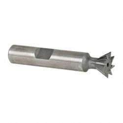 Made in USA 60° 1/2" Cut Diam, 7/32" Cut Width, Cobalt Dovetail Cutter Uncoated, 3/8" Shank Diam, 2-1/8" OAL, 8 Teeth, Weldon Flat CDT5008-60 - 71826580