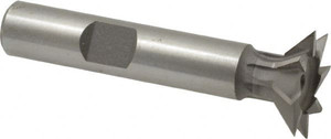 Made in USA 45° 3/4" Cut Diam, 7/32" Cut Width, Cobalt Dovetail Cutter Uncoated, 3/8" Shank Diam, 1-15/16" Shank Length, 2-1/8" OAL, 8 Teeth, Weldon Flat CDT7508-45 - 71826523