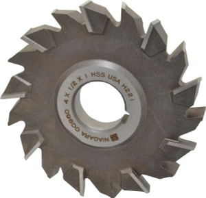 KEO 4" Diam x 1/2" Face Width Staggered Tooth Side Milling Cutter 1" Arbor Hole, High Speed Steel, Uncoated, 18 Teeth 00960 - 44097806