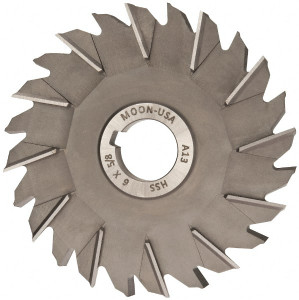 Made in USA 6" Diam x 5/8" Face Width Staggered Tooth Side Milling Cutter 1-1/4" Arbor Hole, High Speed Steel, Uncoated, 24 Teeth STM6625-1 - 73036402