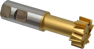Made in USA 1-15/32" Diam, 5/8" Wide, High Speed Steel T-Slot Cutter 25/32" Neck Diam, 1" Shank Diam, 2-15/16" Shank Length, 4-7/16" OAL, 3/4" Bolt, TiN Finish TS175-TIN - 73003485