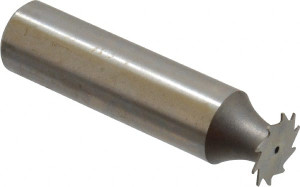 Made in USA 1/2" Cut Diam, 1/64" Cut Width, 1/2" Shank, Straight-Tooth Woodruff Keyseat Cutter High Speed Steel, Uncoated, 2-1/16" OAL, 12 Teeth NWKY50-164 - 07006364