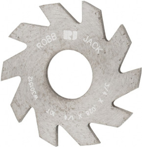 RobbJack 3/4 x 0.028", 1/4" Arbor, 10-Tooth Solid Carbide Slitting & Slotting Saw Uncoated, RH Cut, Straight Teeth, Concave Ground C07-0280-08-10 - 02113975