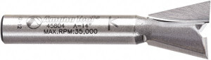 Amana Tool 1/2" Diam, 1/2" LOC, 2 Flute Carbide-Tipped Edge Profile Dovetail Router Bit 1/4" Shank Diam, 1-3/4" OAL, Use on Wood 45804 - 56333016