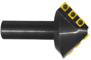 Cutting Tool Technologies 2.84" Max Diam, 1" Shank Diam, 2.01" LOC, 60° Included Angle, Indexable Countersink Uses 8 Square SNMG 322 Inserts 6NLC-020C - 87782215