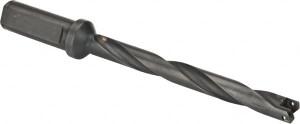 Allied Machine 33/64" to 11/16" Diam 4-1/2" Max Depth Helical Flute Spade Drill 3/4" Diam Straight Shank with Flange, 5-47/64" Body Length, 5-5/8" Flute Length, 7-21/32" OAL, Through Coolant, Series 0 25000H-075F - 79731386