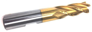 Precise 1/4" Mill x 3/8" Shank TiN Coated 4 Flute Single-End Center Cut End Mill, 2-1/2" OAL - 5828-0250