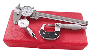 Precise 3 Piece Pro-Series Dial Caliper & Micrometer & Indicator Inspection Tool Kit - 4902-0003