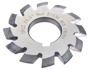 Precise 14.5º Pressure Angle #1 Involute Gear Cutter, 2-5/8" Diameter, 12 Pitch, 1" Arbor Hole - 2041-1210