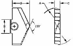 Allied Machine E HP TIN 2-17/32" High Speed Steel Spade Drill Insert TiN Finish, 2-17/32" Diam, 7/16" Thick, 130°, Series E 1025T-0217 - 80692981