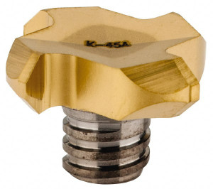 Iscar MM GRIT 22K-45A 528 Carbide Chamfer Mill Tip Insert TiCN/TiN Finish, 4 Flutes, 0.854" Diam, 0.067" Depth, Series Multimaster 6403082 - 05971825