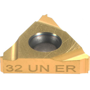 Carmex 16 ER 32 UN BXC Carbide Laydown Threading Insert TiN Finish, RH External UN Thread, 32 TPI, 3/8" Inscribed Circle, 0.146" Thick 16ER32UNBXC - 05765748