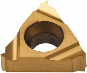 Carmex 1/4"IC 32T C5 EXT Carbide Laydown Threading Insert TiN Finish, RH External UN Thread, 32 TPI, 1/4" Inscribed Circle, 0.127" Thick 11ER32UNP25 - 73243495