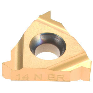 Hertel 16ER14NPT HG330TR Carbide Laydown Threading Insert TiC/TiN Finish, RH External NPT Thread, 14 TPI, 3/8" Inscribed Circle, 0.146" Thick H08712598 - 53441002