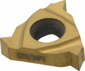 Seco Tools 16ER11.5NPT CP500 Carbide Laydown Threading Insert TiAlN/TiN Finish, RH External NPT Thread, 11.5 TPI, 3/8" Inscribed Circle, 0.1366" Thick 00049773 - 70481692