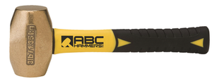 ABC Hammers 8" Fiberglass Handle, Brass Drilling Hammer, 1-5/8" Face Diameter, 3 lbs. Head Weight, 10" OAL - ABC3BFS