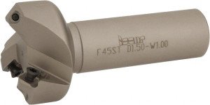 Iscar 45° Lead Angle, 1-1/2" to 2.01" Cut Diam, 1" Shank Diam, Indexable & Chamfer End Mill Takes 3 Inserts, SE 1204, SE 12T3 Insert Style, F45ST Toolholder, 4" OAL, 0.26" Max Depth of Cut 3100389 - 60842689 Iscar 45° Lead Angle, 1-1/2" to 2.01" Cut Diam, 1" Shank Diam, Indexable & Chamfer End Mill Takes 3 Inserts, SE 1204, SE 12T3 Insert Style, F45ST Toolholder, 4" OAL, 0.26" Max Depth of Cut 3100389 - 60842689