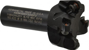 Kennametal 47° Lead Angle, 1.856" Cut Diam, 19.05mm Shank Diam, Indexable & Chamfer End Mill Takes 4 Inserts, OF.T 53AF.N Insert Style, KSOM Toolholder, 77.4mm OAL, 0.138" Max Depth of Cut 3093623 - 93274462