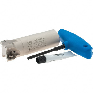 Iscar 1-1/2" Cut Diam, 0.512" Max Depth, 1-1/4" Shank Diam, Weldon Shank, 4" OAL, Indexable Square-Shoulder End Mill HM390 ETD-15 Toolholder, Uses HM390 TDKT 1505 Insert Style, 0° Lead Angle, Through Coolant, Series HeliIQMill 3106802 - 61882320