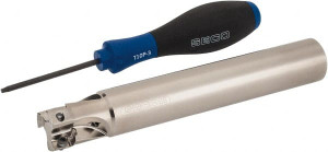 Seco Tools 1" Cut Diam, 0.433" Max Depth, 1" Shank Diam, Cylindrical Shank, 6.69" OAL, Indexable Square-Shoulder End Mill R217.69-12 Toolholder, Uses XO.X 1204 Insert Style, 90° Lead Angle, Through Coolant, Series Super Turbo 02688854 - 75692947