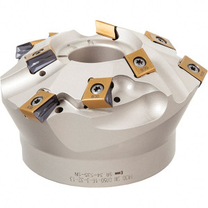 Iscar 3.388" Cut Diam, 1" Arbor Hole, 1.18" Max Depth of Cut, 60° Indexable Chamfer & Angle Face Mill Takes 9 Inserts, T490 LN Insert, Right Hand Cut, Through Coolant, Series Helitang 3106949 - 30708879