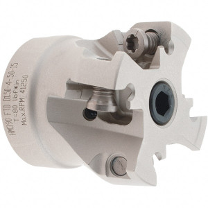 Iscar 1-1/2" Cut Diam, 1/2" Arbor Hole Diam, 0.512" Max Depth, Indexable Square-Shoulder Face Mill Takes 4 Inserts, 0° Lead Angle, 1.37" High, HM390 TDKT 1505 Insert Style, Through Coolant, Series HeliIQMill 3106803 - 45252806