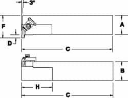 Tool-Flo 4-1/2" OAL Right Hand External Indexable Threading Toolholder 3/4" x 3/4" Shank, Uses FL 2L Inserts, FLE Toolholder, Series FLER 93101208B - 75000869