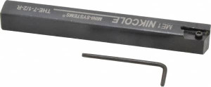 Nikcole Mini-Systems External Right Hand Indexable Grooving/Cutoff Toolholder 4-1/2" OAL, 1/2" x 1/2" Shank, Uses GIE Inserts, THE Toolholder, Series Mini-Systems THE-7-1/2RH.500 - 78680048